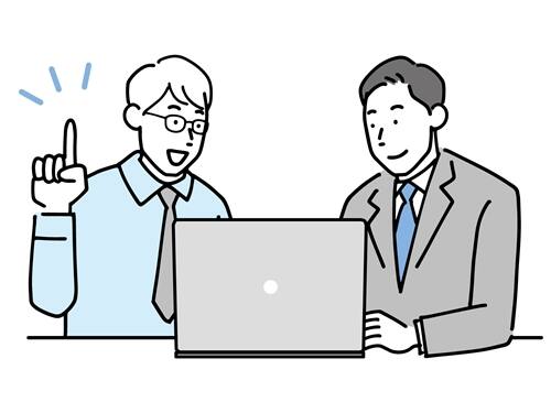 PCで話し合う人