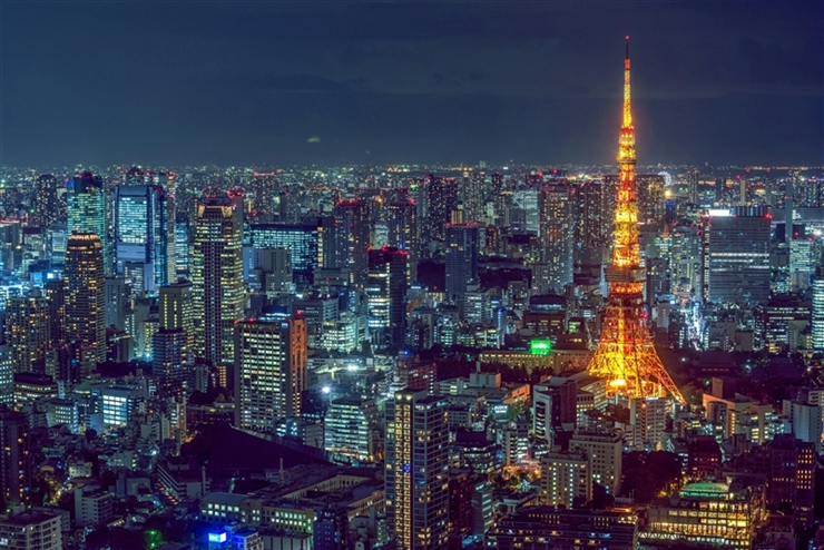 東京タワーが入っている東京の夜景